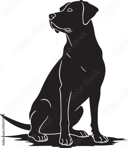 Minimalist Labrador Silhouette - Elegant Black sitting pose Labrador Dog for Animal Logos and Design Projects.
