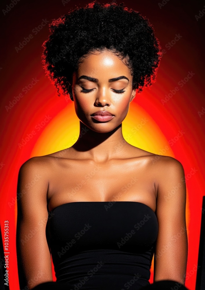 Serene Meditation Against a Vibrant Fiery Backdrop Serene Meditation Against a Vibrant Fiery Backdrop