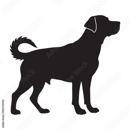 Standing pose Labrador Dog Silhouette, Bold Black Canine Design for Pet Themed Projects.