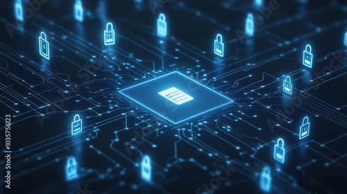 Conceptual illustration of a digital identity surrounded by privacy laws, data privacy, legal framework