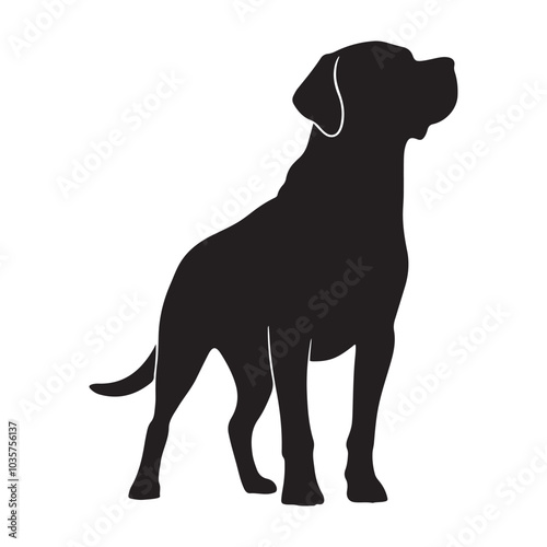 Standing pose Labrador Dog Silhouette, Bold Black Canine Design for Pet Themed Projects.