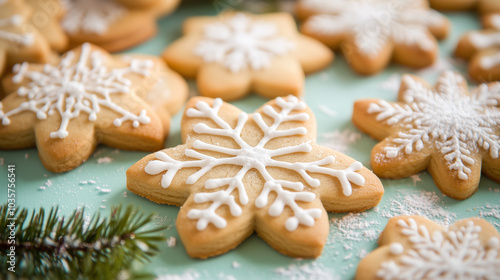 Gingerbread Cookies in the Form of Snowflakes and Stars