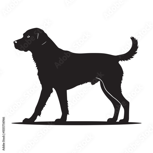 Standing pose Labrador Dog Silhouette, Bold Black Canine Design for Pet Themed Projects.