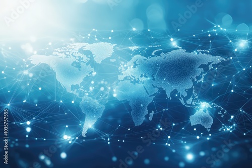 Digital World Map and Connectivity. AI generated illustration.