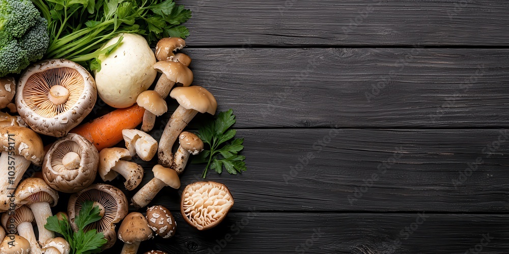 Organic Harvest Fresh Vegetables and Wild Mushrooms from Garden and Forest for a Healthy Lifestyle Organic Harvest Fresh Vegetables and Wild Mushrooms from Garden and Forest for a Healthy Lifestyle
