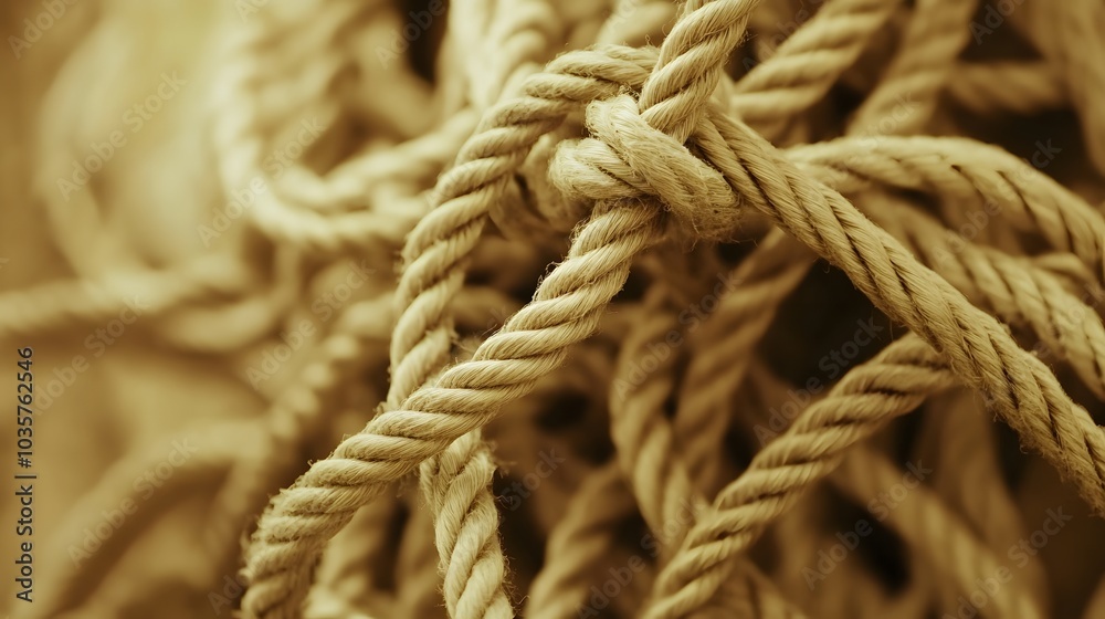 Complex web of interconnected ropes symbolizing intricate business relationships and antitrust challenges, with a focused foreground rope representing the effort to break monopolies Complex web of interconnected ropes symbolizing intricate business relationships and antitrust challenges, with a focused foreground rope representing the effort to break monopolies
