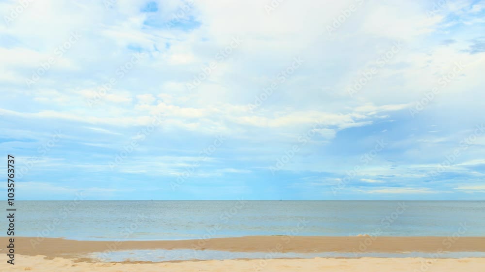 A landscape of sea, beach and cloudy sky, Thailand. 4K 3840x2160. Zoom out to wide shot. Time lapse. Can be establishing shot. A landscape of sea, beach and cloudy sky, Thailand. 4K 3840x2160. Zoom out to wide shot. Time lapse. Can be establishing shot.