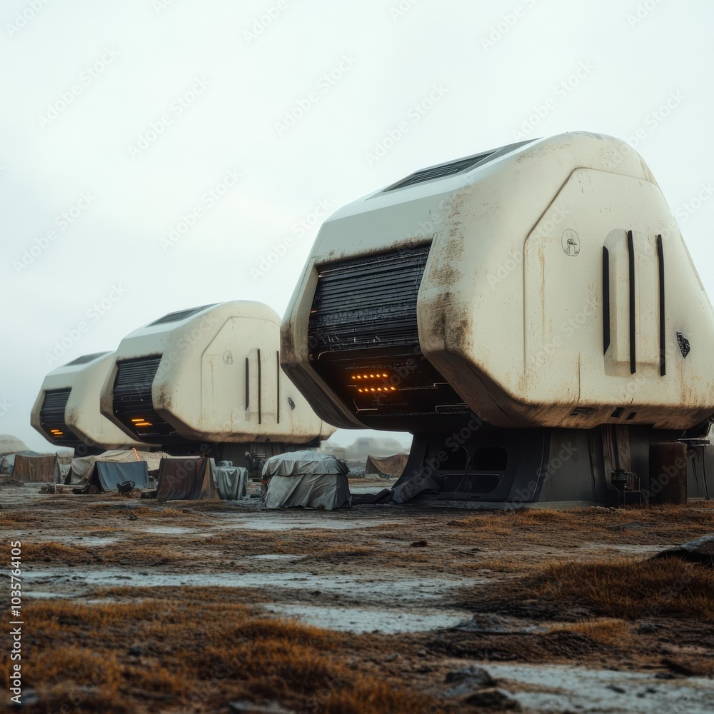 Abandoned wasteland, cyber-enhanced survivors, makeshift camps, dystopian future Abandoned wasteland, cyber-enhanced survivors, makeshift camps, dystopian future