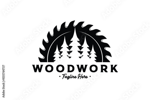 Sawmill emblem logo vector for carpentry, woodworkers, lumberjack