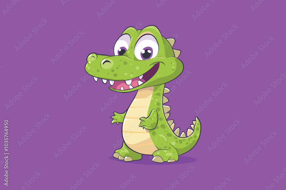 Naklejka premium Cute Crocodile walking Cartoon Vector Icon Animal Nature Icon Isolated Flat Vector Illustration