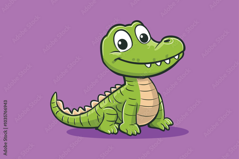 Obraz premium happy crocodile cartoon vector illustration on background 