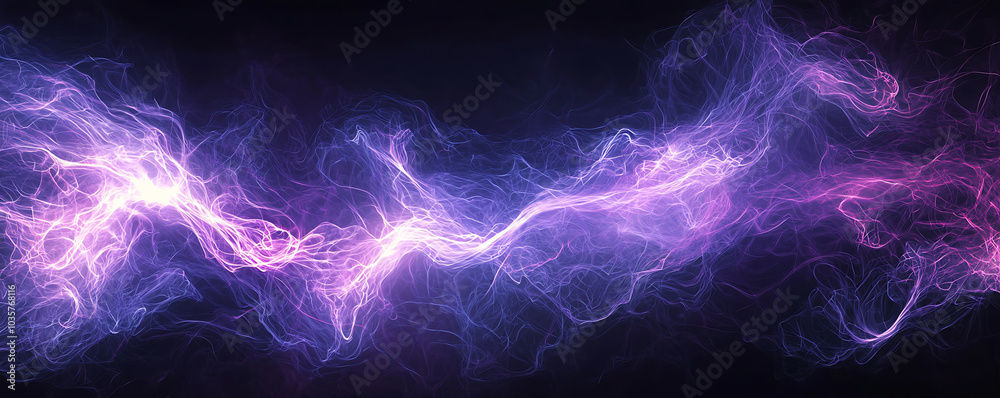 Obraz premium Electric purple light waves zigzag across a dark background, creating a powerful and energetic abstract design