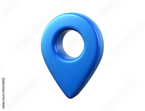Blue 3D location pin icon isolated on transparent background