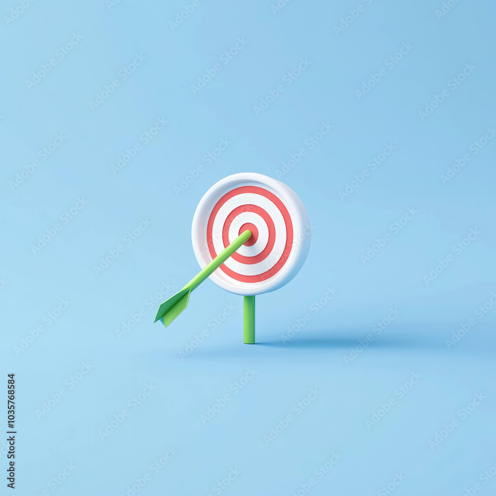 green arrow hitting red target on blue background symbolizes success and achievement. This vibrant image captures essence of focus and determination green arrow hitting red target on blue background symbolizes success and achievement. This vibrant image captures essence of focus and determination