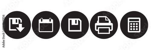 Office document icon set in line style. download, print office simple black style symbol sign for apps and website, vector illustration.