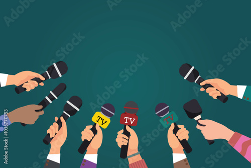 illustration of a press conference microphone or journalistic interview