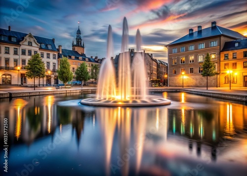 Minimalist Time Lapse of the Downtown Fountain in Örebro, Sweden - Captivating Urban Water Features