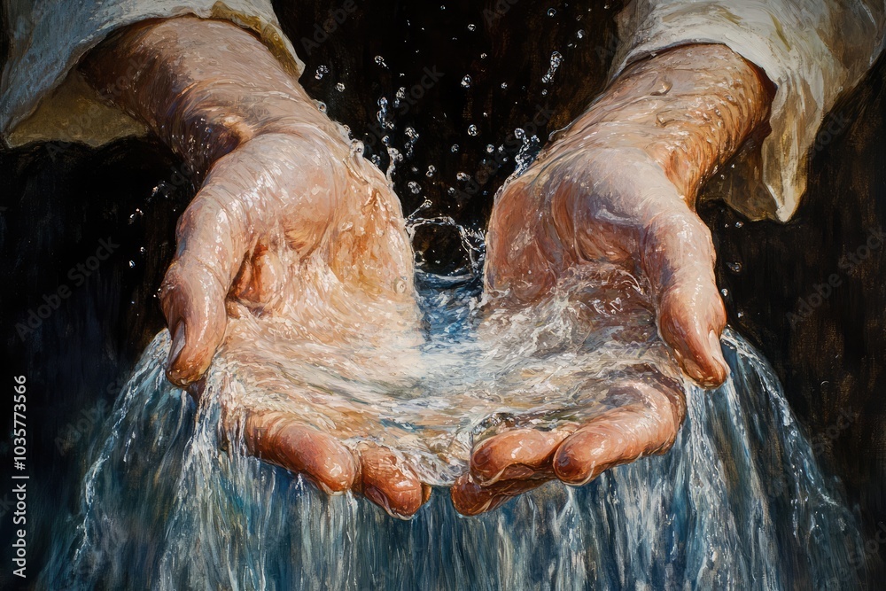 Fototapeta premium Living Waters. AI generated illustration.