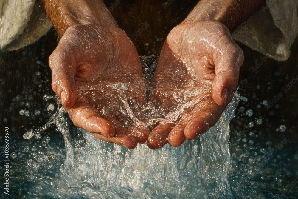 Fototapeta premium Living Waters. AI generated illustration.