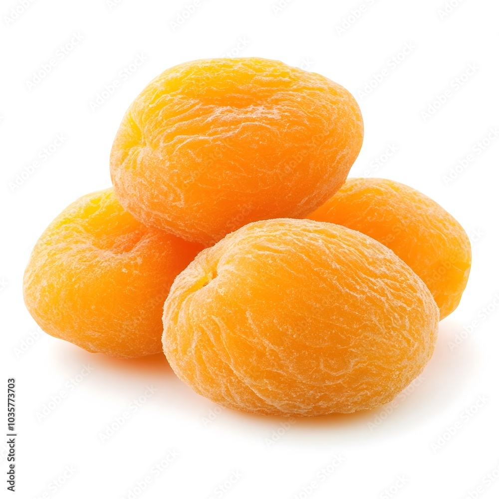 Macro Shot of Perfect Dried Apricots on Bright White Background Macro Shot of Perfect Dried Apricots on Bright White Background