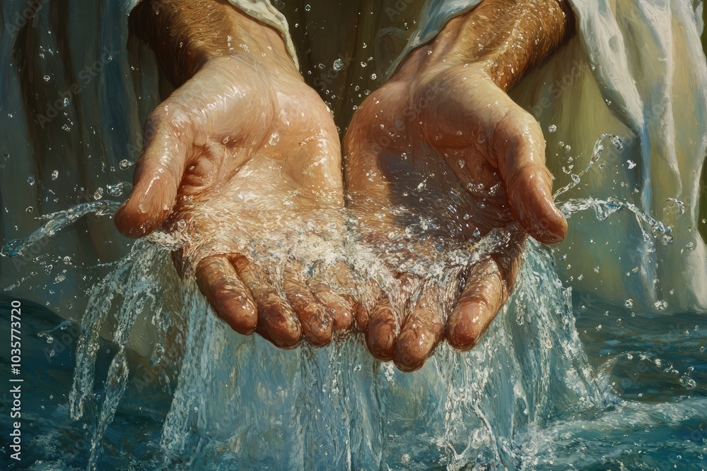 Fototapeta premium Living Waters. AI generated illustration.