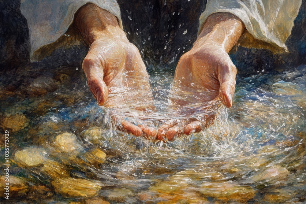 Fototapeta premium Living Waters. AI generated illustration.