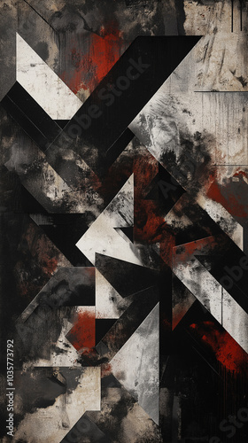 Abstract Grunge with Brush Strokes and Geometric Shapes