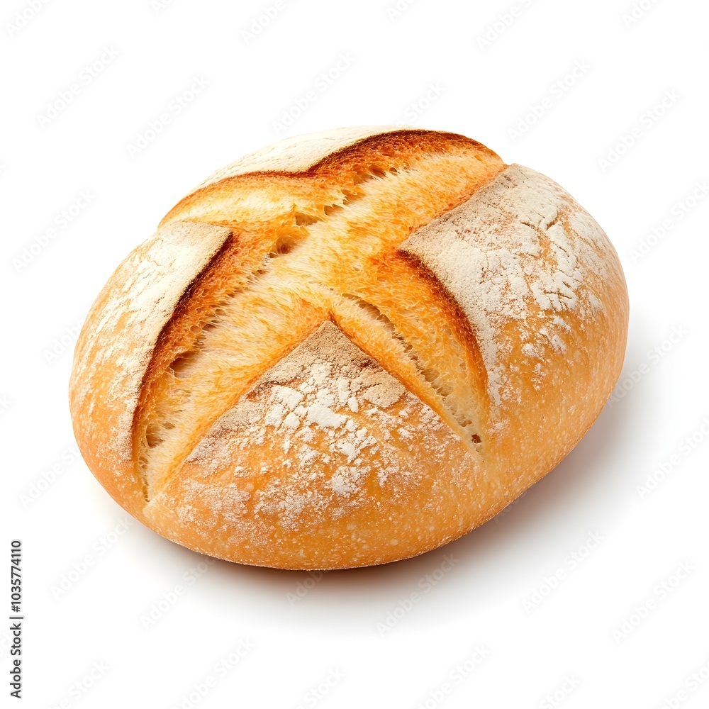 Macro Shot of a Perfect Homemade Artisanal Bread Loaf on White Background Macro Shot of a Perfect Homemade Artisanal Bread Loaf on White Background