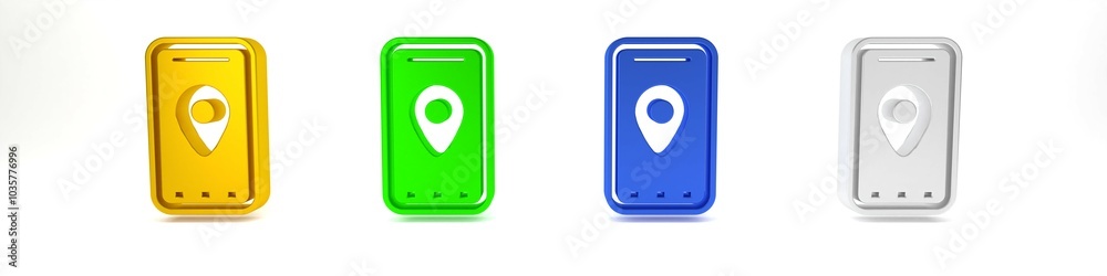 Colorful Infographic of city map navigation icon isolated on white background. Mobile App Interface concept design. Geolacation concept. Minimalism concept. 3D render illustration