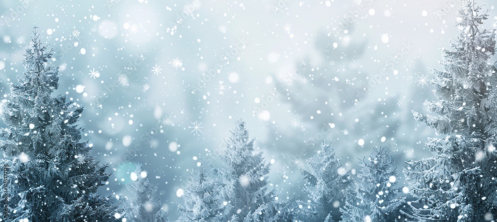 Abstract Winter Forest Background with Soft Snowflakes in Pale Blue and Grey for Holiday Cards and Posters Abstract Winter Forest Background with Soft Snowflakes in Pale Blue and Grey for Holiday Cards and Posters