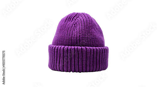 A purple beanie isolated on clear white background 