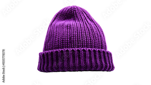 A purple beanie isolated on clear white background 