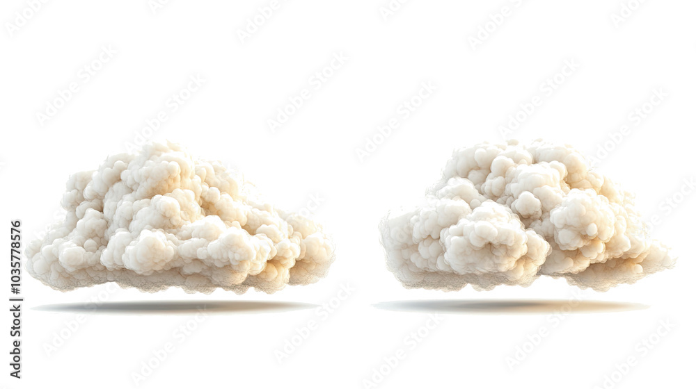 Soft Fluffy Clouds Isolated on a White Background for Graphic Design Generative AI Soft Fluffy Clouds Isolated on a White Background for Graphic Design Generative AI
