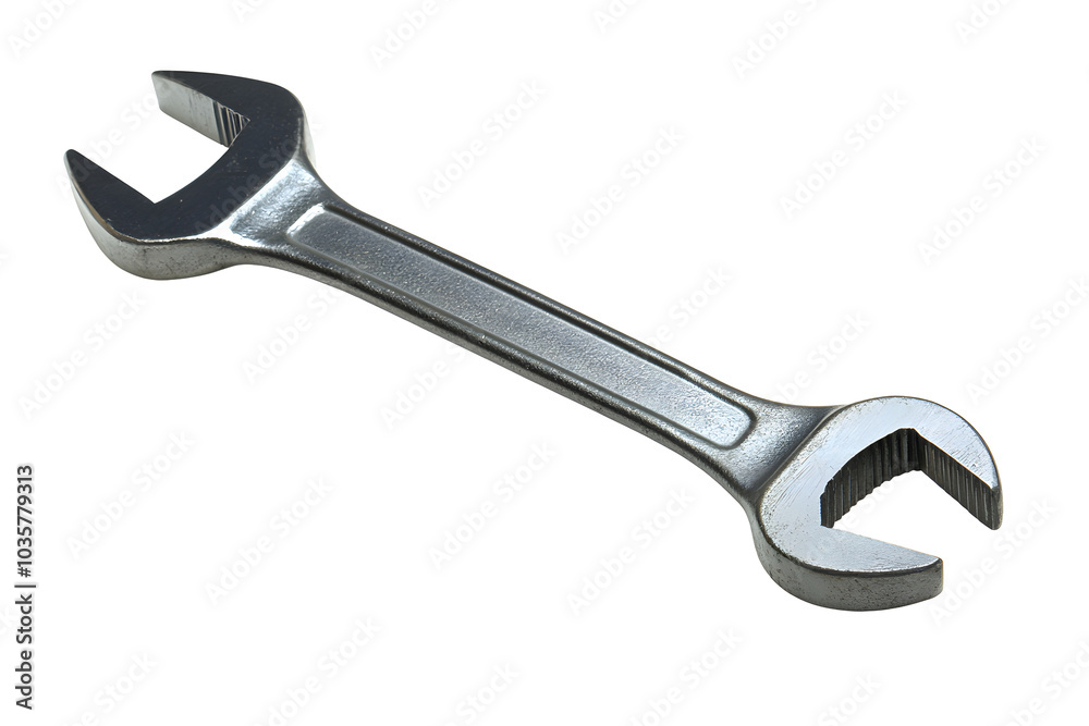 A single open-end wrench isolated on a transparent background A single open-end wrench isolated on a transparent background