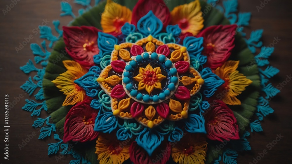 Colorful Geometric Mandala with Circle Patterns Colorful Geometric Mandala with Circle Patterns