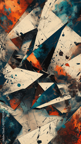 Abstract Grunge Design with Geometric Patterns