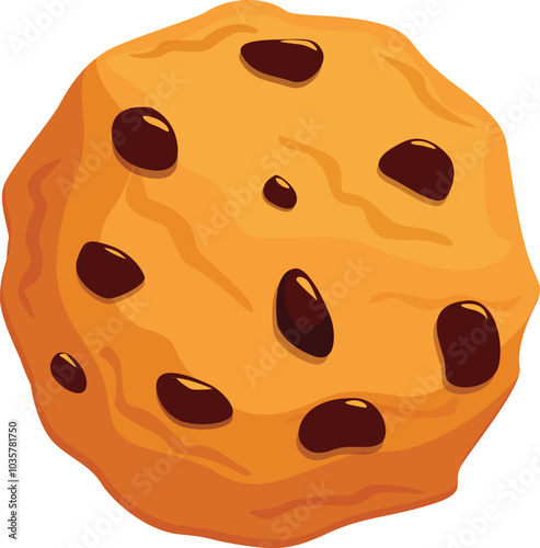 Freshly baked chocolate chip cookie is waiting to be enjoyed as a tasty treat