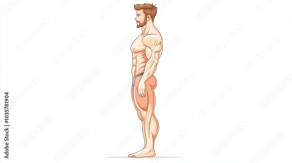 Muscular Athletic Male Standing Shirtless with Fit Physique Muscular Athletic Male Standing Shirtless with Fit Physique