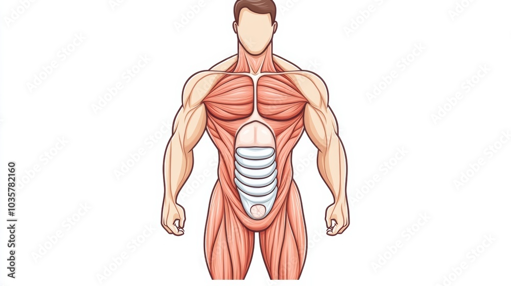 Muscular Male Torso Anatomy Fitness Workout Healthy Strong Physique Muscular Male Torso Anatomy Fitness Workout Healthy Strong Physique