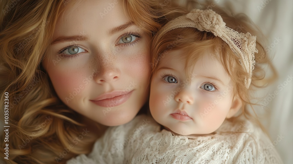 portrait of a happy mother embracing her baby girl set against a clean white background capturing the warmth and love of motherhood in a tender heartwarming moment