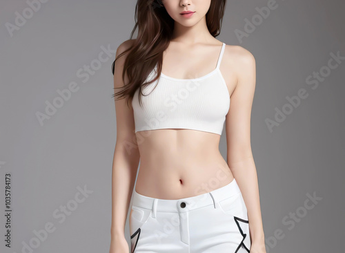 Plakat w ramie 若い日本人女性の美脚モデル