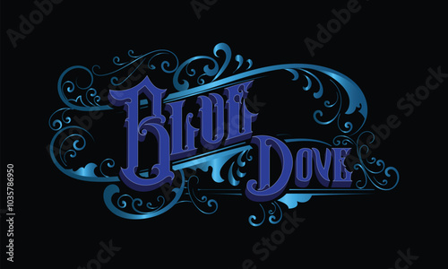 BLUE DOVE lettering custom style design