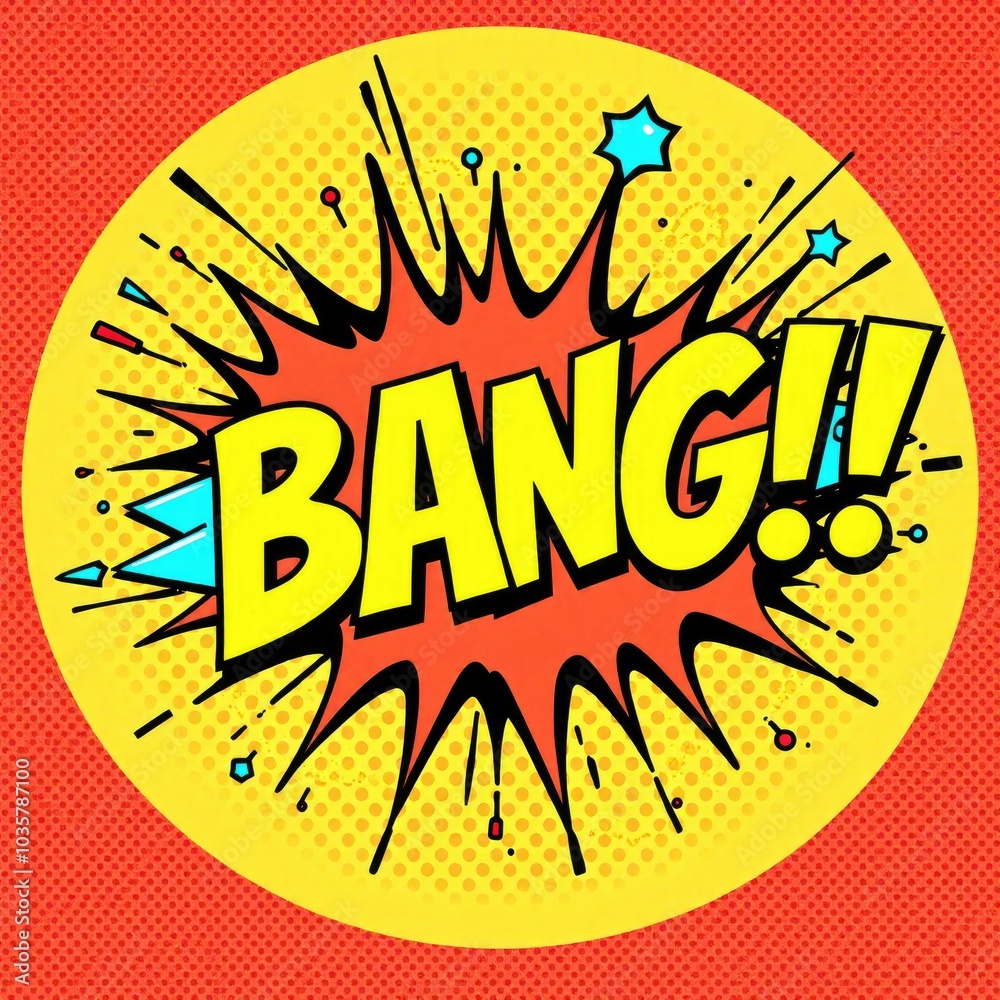 Explosive BANG! Text in Pop Art Style for Dynamic Marketing and Entertainment Campaigns Explosive BANG! Text in Pop Art Style for Dynamic Marketing and Entertainment Campaigns
