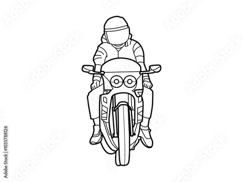 Sports motorbike line art illustration isolated on background