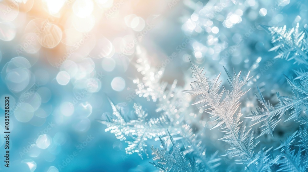 Frosty Winter Background with Crystalline Ice Patterns and Soft Blue Gradients for Holiday Design Frosty Winter Background with Crystalline Ice Patterns and Soft Blue Gradients for Holiday Design