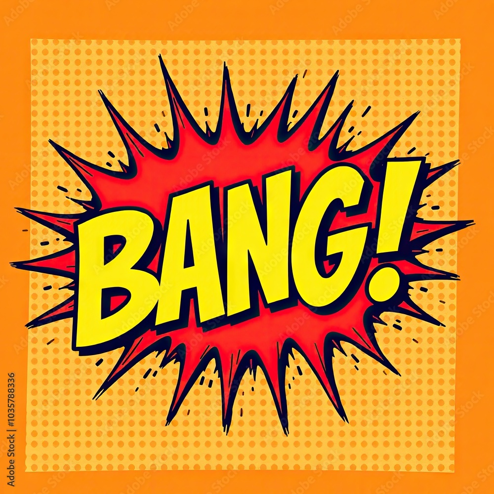 Explosive BANG! Text in Pop Art Style for Dynamic Marketing and Entertainment Campaigns Explosive BANG! Text in Pop Art Style for Dynamic Marketing and Entertainment Campaigns