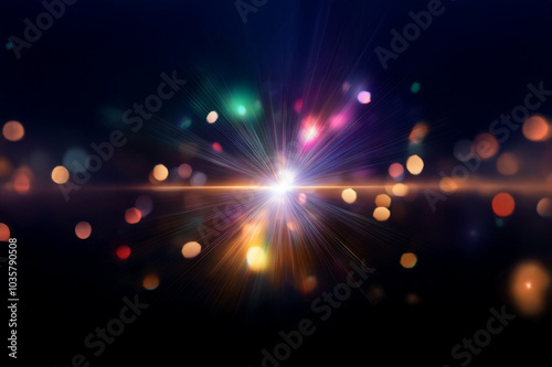 Bunte Lensflares vor dunklen Hintergrund photo