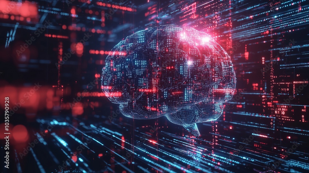 Abstract Digital Rendering of Human Brain