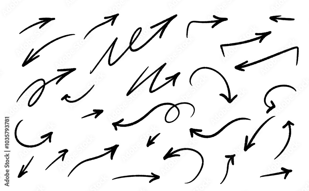 Collection of hand drawn arrows in various styles, perfect for creative projects, presentations, and educational materials. Collection of hand drawn arrows in various styles, perfect for creative projects, presentations, and educational materials.
