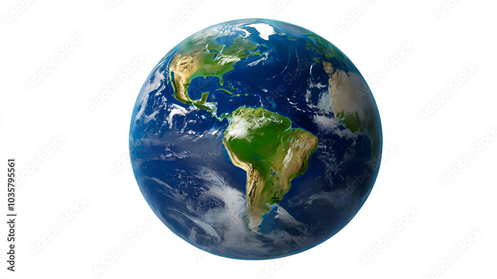 Fototapeta premium A detailed representation of Planet Earth, created by Generative AI Technology.png